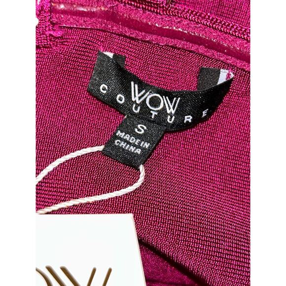 WOW Couture Purple Grommet Bandage Peplum Dress NWT Bodycon Mini Adjustable Sm - Picture 11 of 13